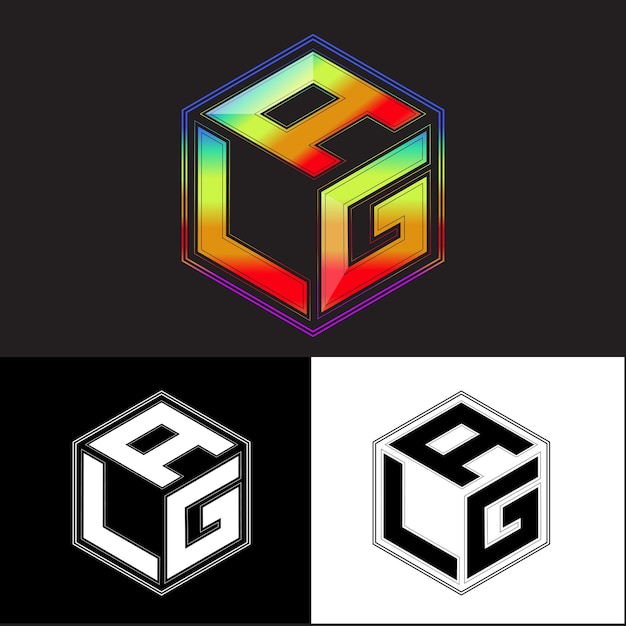 initial letters alg polygon logo design vector image