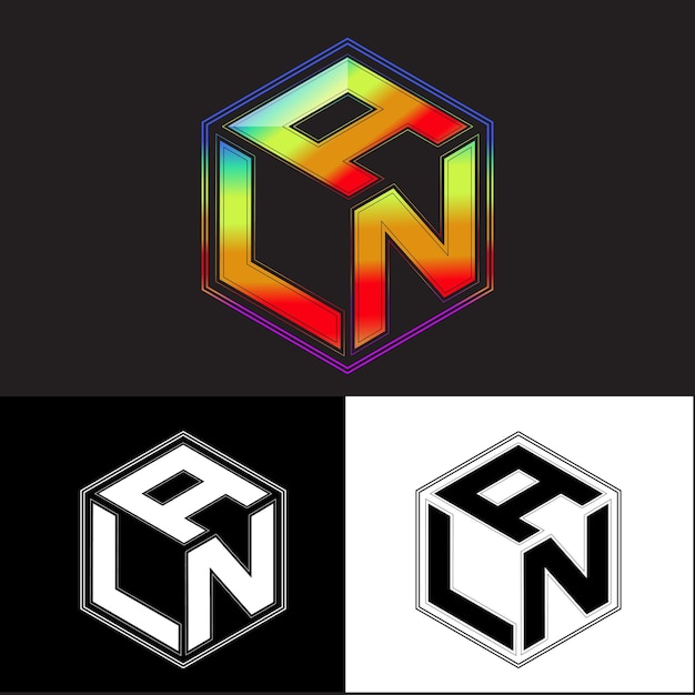 initial letters aln polygon logo design vector image