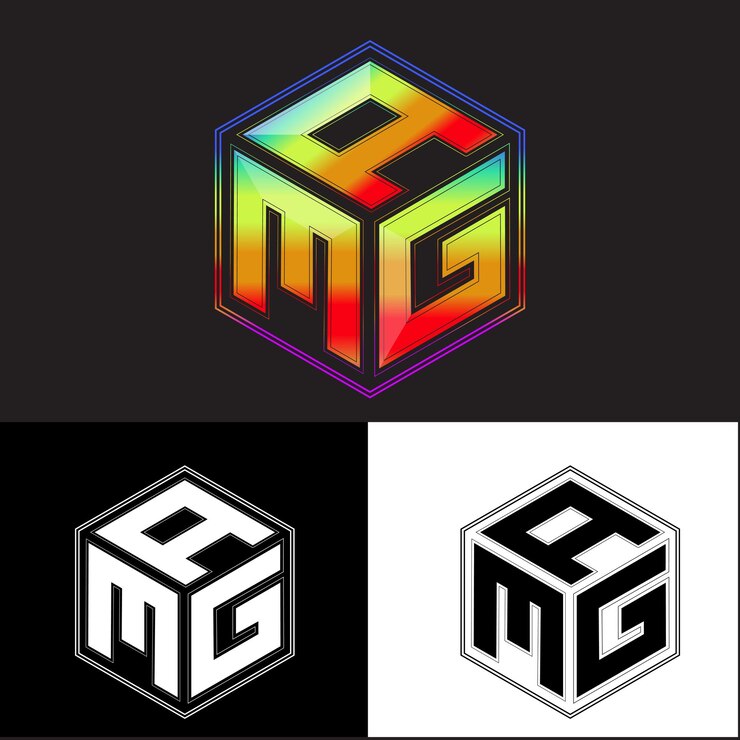 Vector initial letters amg polygon logo design vector image