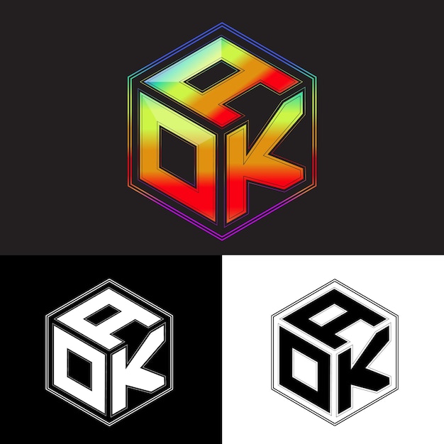 initial letters aok polygon logo design vector image