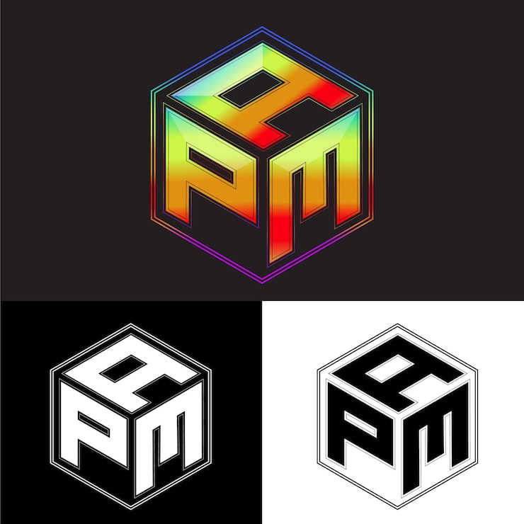 Vector initial letters apm polygon logo design vector image