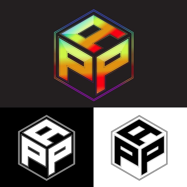 Initial letters app polygon logo design vector image