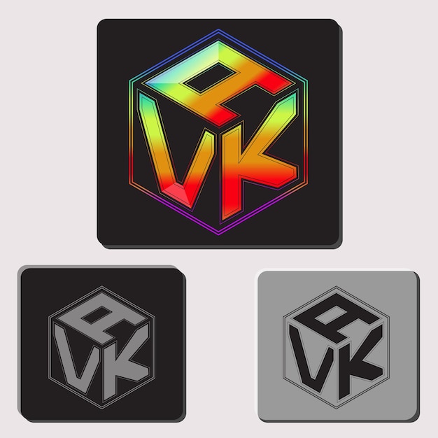 Vector initial letters avk polygon logo design vector image