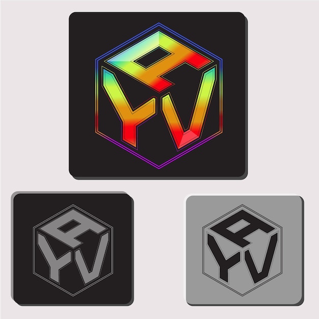 Вектор Начальные буквы ayv многоугольник дизайн логотипа векторное изображение