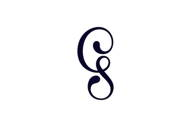 Initial letters C and S CS SC letter logo monogram line art style dark blue color on white background