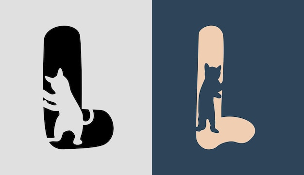 Initial Letters L Cat Logo Designs Bundle