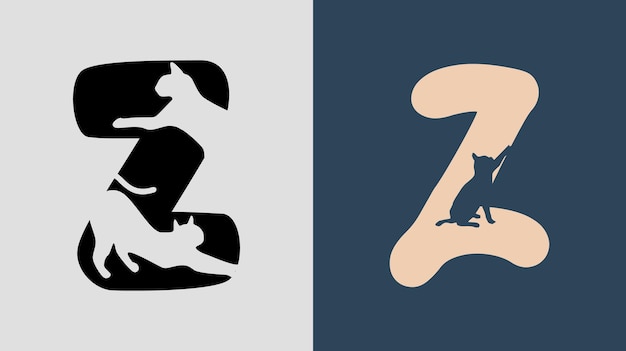 Начальные буквы Z Cat Logo Designs Bundle