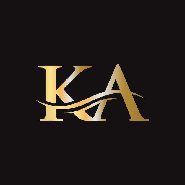 イニシャル リンク文字 KA ロゴ デザイン 現代文字 KA ロゴ デザイン ベクトル