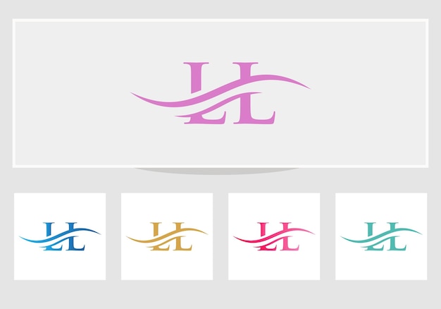 Vettore modello vettoriale del logo collegato alla lettera ll iniziale design del logo ll della lettera swoosh vettore di progettazione del logo ll