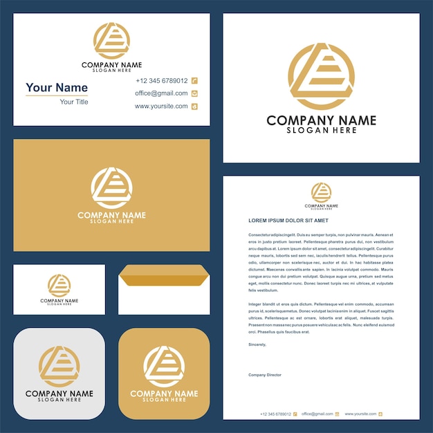 Initial logo le triangle and circle and business card