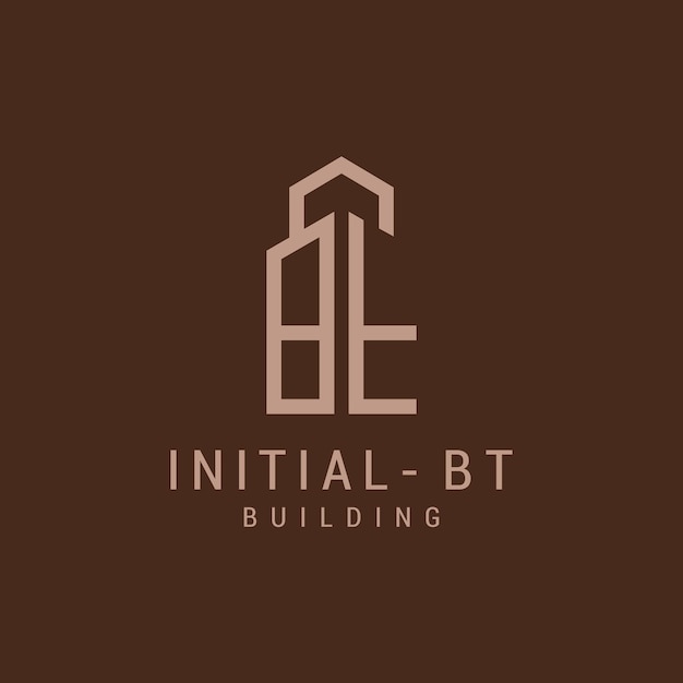 Initial logo letter bt building luxury design