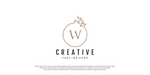 initial logo w with floral design icon vector illustration