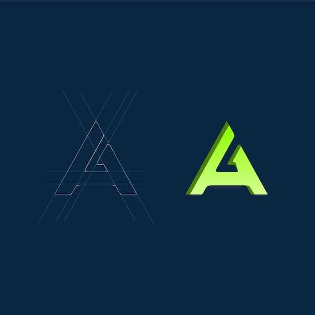 Vector the a initial logo with guideline concept