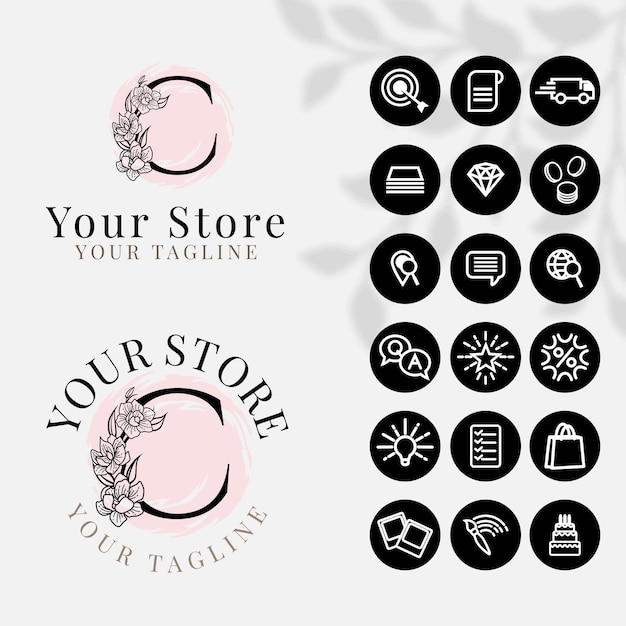 Initial logo with icon social media template for fashion branding