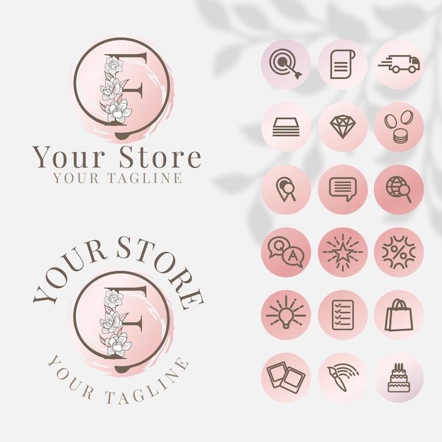 initial logo with icon social media template for fashion branding