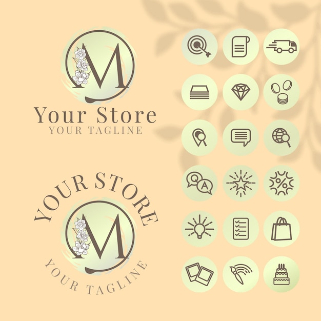 Vector initial logo with icon social media template for fashion branding