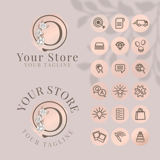 Initial logo with icon social media template for fashion branding