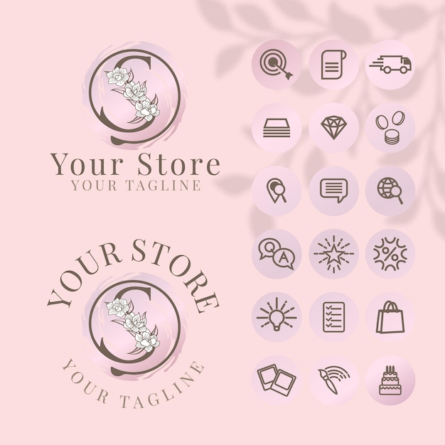 Vector initial logo with icon social media template for fashion branding