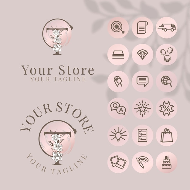 Initial logo with icon social media template for fashion branding