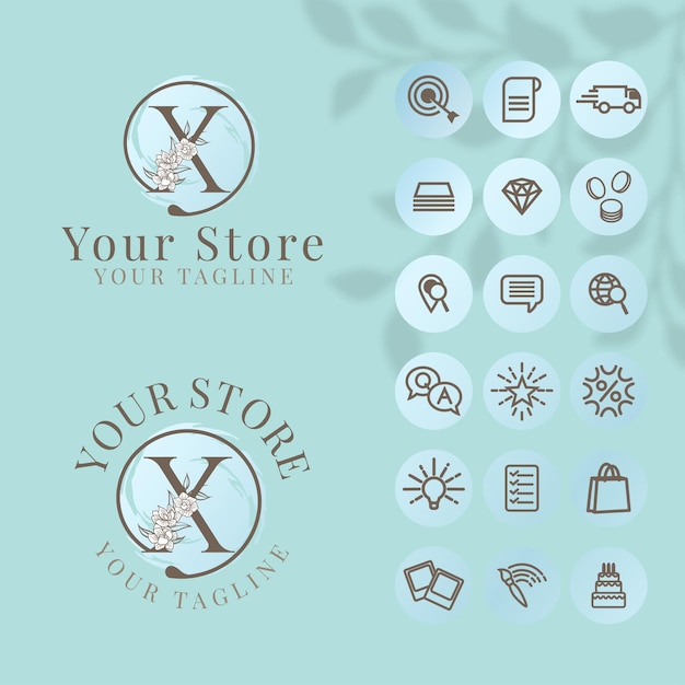 Vector initial logo with icon social media template for fashion branding