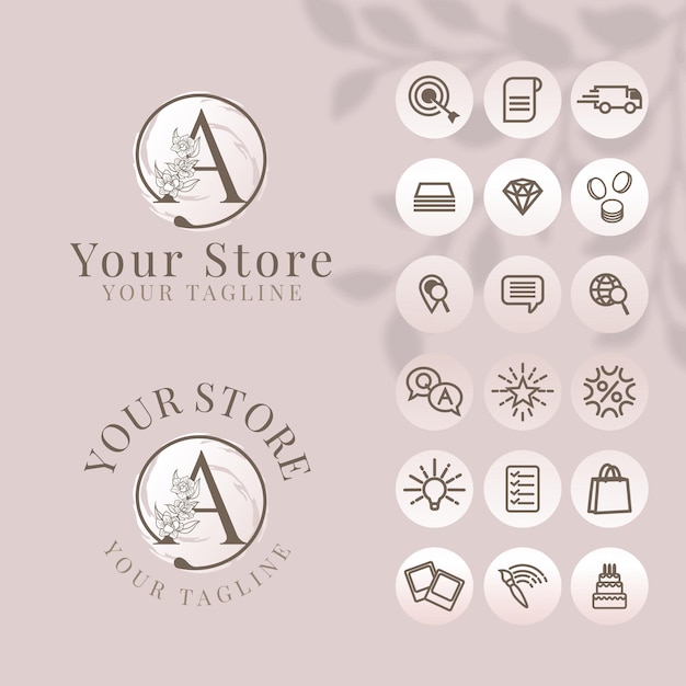 Initial logo with icon social media template for fashion branding