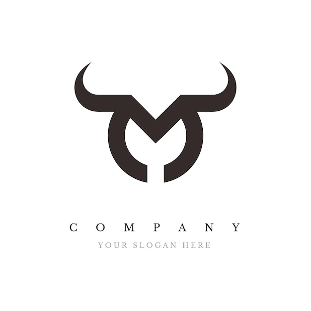 Initial M Bull Logo Design Vector