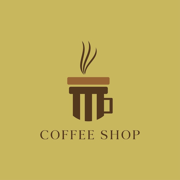 Initial m letter on cup coffee concept logo for coffee shop and store, cafeteria brand template