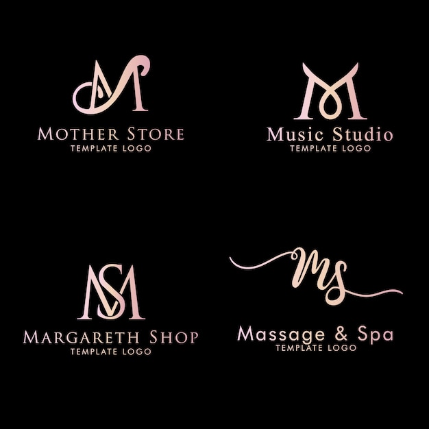 Initial m logo feminine editable text template