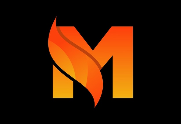 Initial M monogram letter with a swoosh or flame Fire flames or swoosh design vector illustration