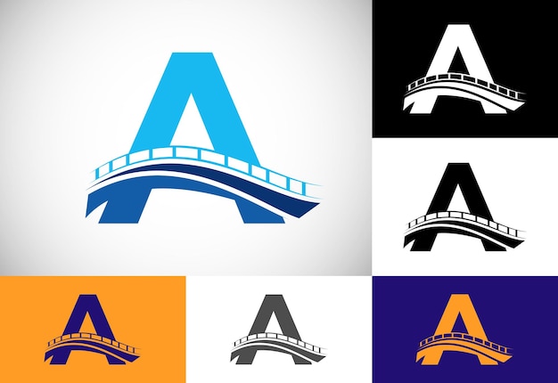 Первоначальный алфавит монограммы со знаком моста Шаблон дизайна логотипа абстрактного моста Современный векторный логотип для строительного бизнеса и идентичности компании