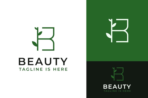 Vector initial monogram letter b leaf flora foliage herbal beauty logo branding design template