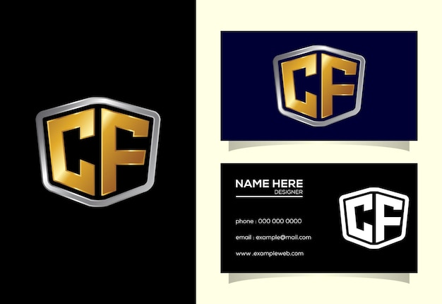 Первоначальный дизайн логотипа Monogram Letter CF. Графический символ алфавита для фирменного стиля