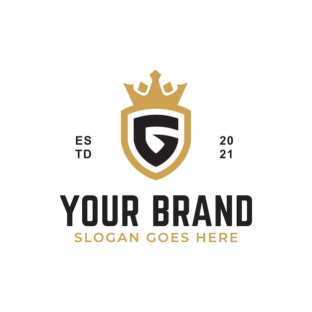 Lettera iniziale del monogramma g con il simbolo dell'icona dello scudo di protezione per il design del logo della tua identità Vettore Premium