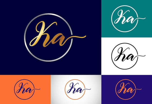 초기 모노그램 편지 KA 로고 디자인 벡터 템플릿 KA 편지 로고 디자인
