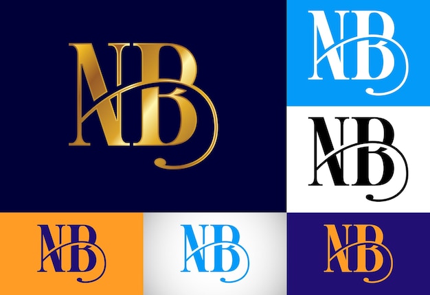 Lettera del monogramma iniziale nb logo design simbolo dell'alfabeto grafico vettoriale per le aziende