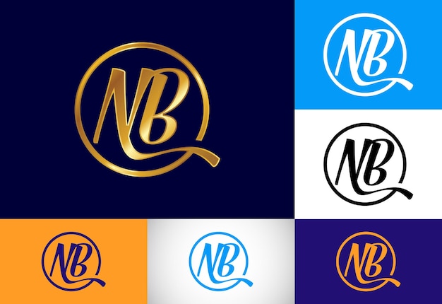 Lettera del monogramma iniziale nb logo design simbolo dell'alfabeto grafico vettoriale per le aziende