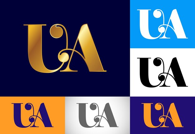 企業ビジネスのための最初のモノグラム文字UAロゴデザインベクトルグラフィックアルファベット記号