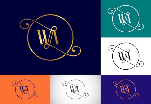 Начальная буква монограммы WA Дизайн логотипа Векторный шаблон WA Letter Design Logo Design