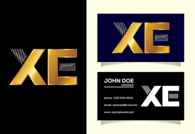 기업 비즈니스에 대 한 초기 모노 그램 편지 Xe 로고 디자인 벡터 그래픽 알파벳 기호