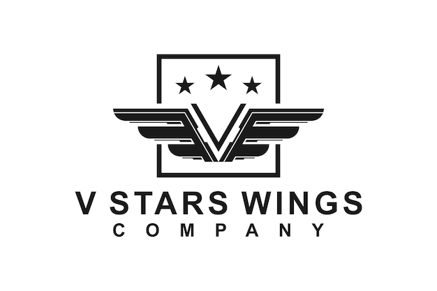 Wings 로고 디자인 영감을 받은 이니셜 모노그램 V