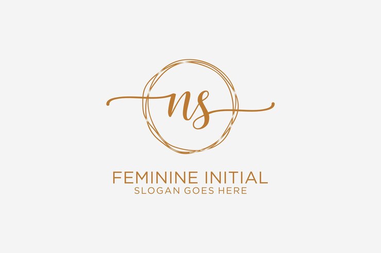 Initial NS beauty monogram and elegant logo design handwriting logo of initial signature wedding