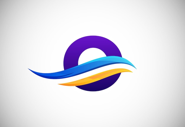Начальный алфавит O с дизайном логотипа галочки или океанской волны Графический символ алфавита для фирменного стиля