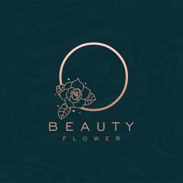 Iniziale o flower beauty letter logo marble design vector