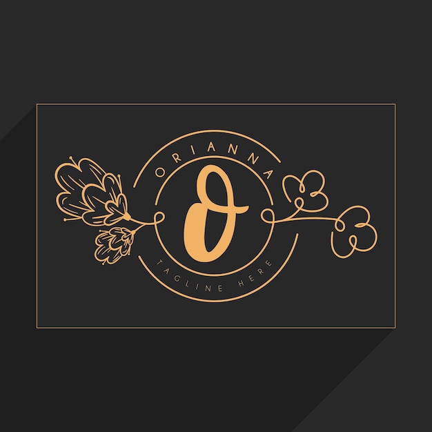 Vector initial o monogram in simple line flower frame