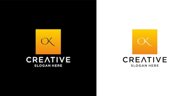 Initial ok logo with business card template