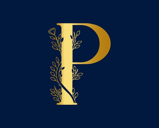 Initial p letter luxury beauty logo design vector