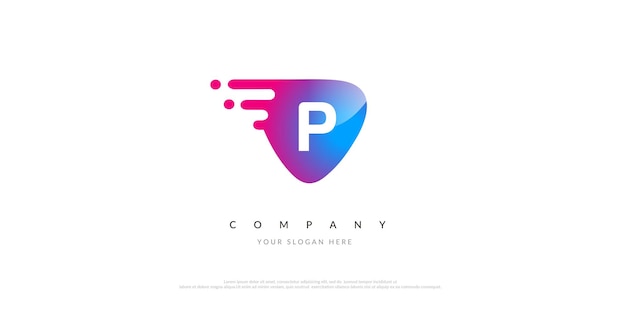 Initial P Logo Design With Digital Symbol