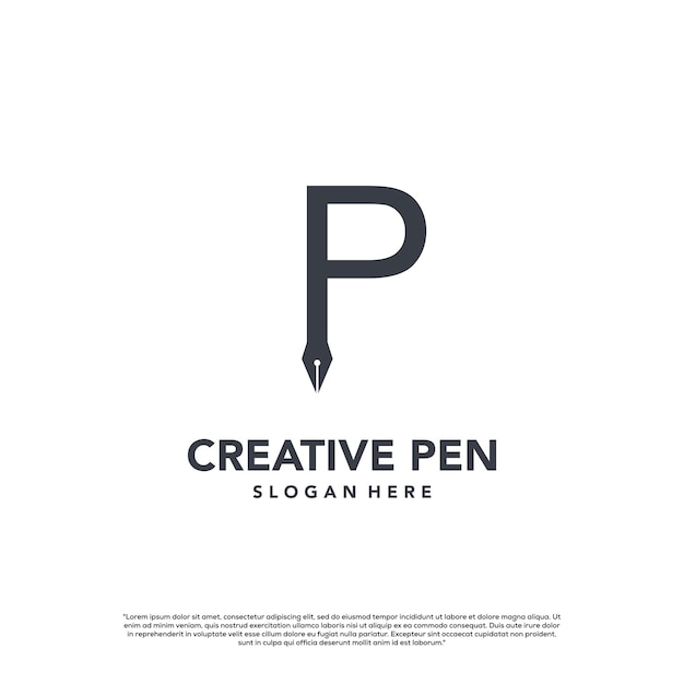 Vector initial p with pen logo