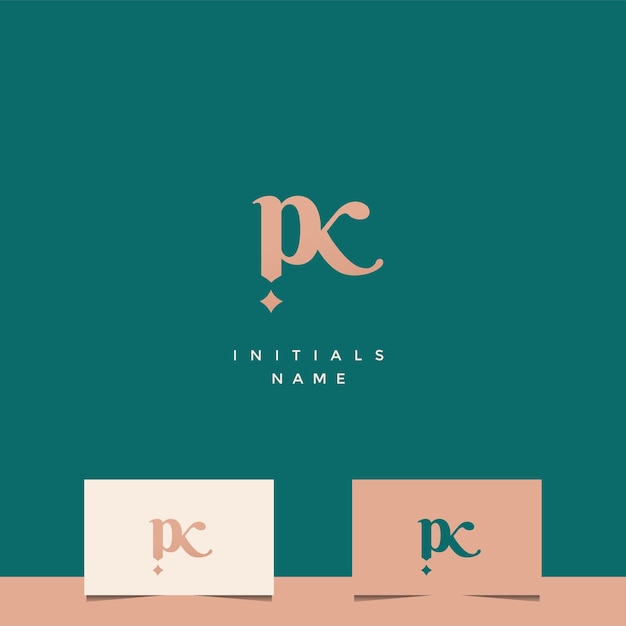 Initial PK Monogram Logo Design
