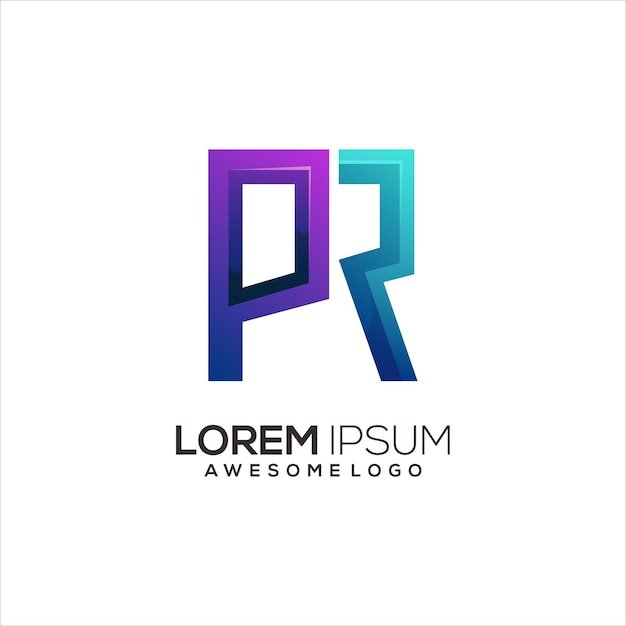 Vector initial pr logo letter colorful gradient abstract